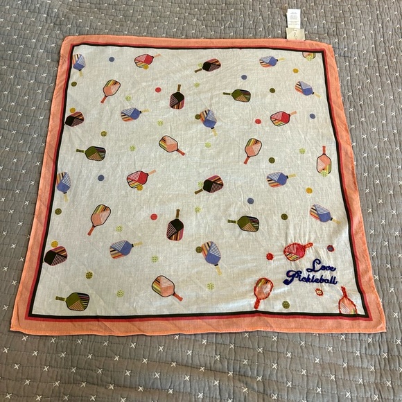 Joie Accessories - (Bundle 2 for $20) Joie Embroidered Peach and Cream Cotton Scarf - Pickleball